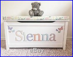 Custom Wooden Toy Box Personalised Large White Storage Chest Soft Close Lid