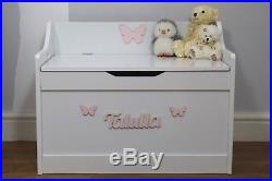 Custom Wooden Toy Box Personalised New Boys or Girls Large White Storage Chest