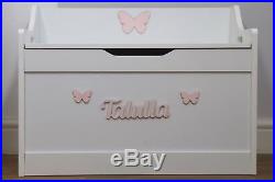 Custom Wooden Toy Box Personalised New Boys or Girls Large White Storage Chest