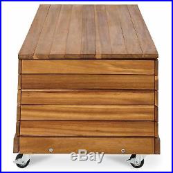 Denia Wooden Garden Storage Box Wood Shed Outdoor Cushion Bench Chest Lid Stools