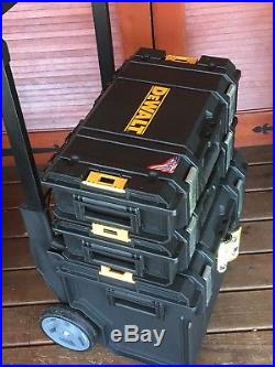 Dewalt Tool Box Large Mobile Travel Storage With Wheels ToughSystem 3pc Set, NEW