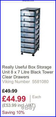 Durable'Really Useful Products' storage tower with 30 (7 litre) drawers
