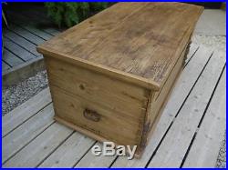 EXTRA LARGE! OLD ANTIQUE PINE VICTORIAN BLANKET BOX/CHEST/ STORAGE TRUNK/TABLE