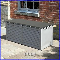Edmonton 490L PP Storage Box W 2 Gas Lifts Garden Outdoor Seat Grey GF07669