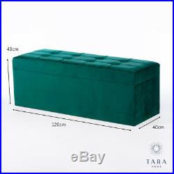 Emerald Green Matte Velvet Large Storage Trunk Ottoman Blanket Box (gb737)