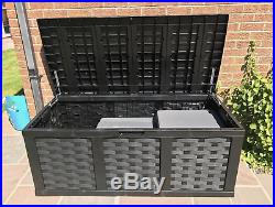 Extra Large Black Storage Box Container Outdoor Garden Patio Shed Lockable New
