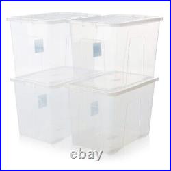 Extra Large Clear Plastic Strong Home Office 80 Litre Storage Container Boxes