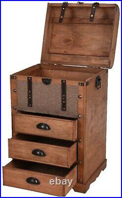 Extra Large Floor Standing Retro Vintage Chest Storage Box With 3 Draws