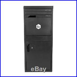 Extra Large Front & Rear Access Black Lockable Home Storage Letter Post Box