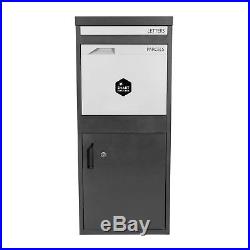 Extra Large Front & Rear Access Dark Grey Lockable Home Storage Letter Post Box