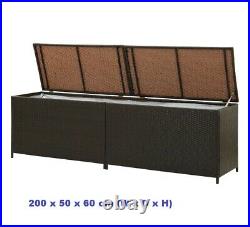 Extra Large Garden Storage Box Rattan Wicker Patio Deck Furniture Organiser 2m