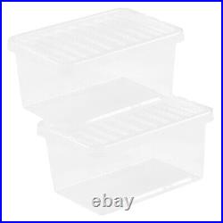 Extra Large Home Office School 64 Litre Strong Clear Storage Boxes With Lids