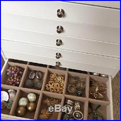 Extra Large Jewellery Box 10 Layer Storage Case Organizer Drawer White Leather