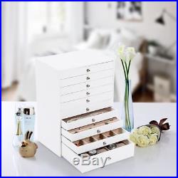 Extra Large Jewellery Box Storage Case Organizer Drawer White Leather Velvet Vi