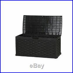 Extra Large Outdoor Garden Storage Container Unit Box Trunk Black Wheeled Chest