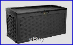 Extra Large Outdoor Garden Storage Container Unit Box Trunk Black Wheeled Chest