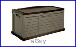 Extra Large Outdoor Garden Storage Container Unit Box Trunk Brown Wheeled Chest