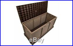 Extra Large Outdoor Garden Storage Container Unit Box Trunk Brown Wheeled Chest