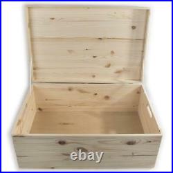 Extra Large Plain Pine Decorative Wood Storage Box Lid & Handles 60x40x23 cm