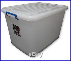 Extra Large Strong Plastic Storage Box Wheels Clear Boxes Clip Lids Stackable