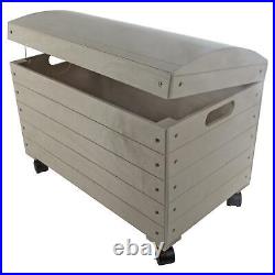 Extra Large Wooden Decorative Chest Storage Box on Wheels56.5 x 33.5 x 42.5 cm