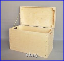 Extra Large Wooden Trunk Storage Box with Lid Handles Toy Tool Keepsake Boxes