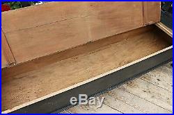 Fab! Large Old Antique Pine/ Black Painted Storage Box Bench/settle-we Deliver