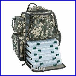 Fishing Tackle Backpack Large Waterproof Bag Storage Rain Cover 4 Trays Box