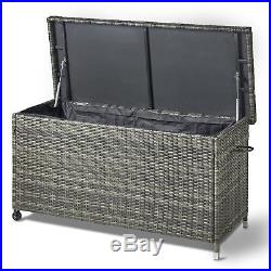 Garden Cushion Storage Box With Lid Rattan Large Utility Chest Outdoor Patio Shed