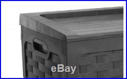 Garden Plastic Storage Box Rattan Style Chest Outdoor Large Shed SitOn Lid 335L
