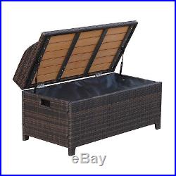 Garden Rattan Storage Box Bench Seat 2 Seater Waterproof Patio Organiser Wicker
