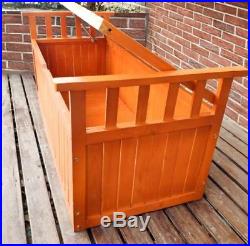 Garden Storage Bench Large Patio Furniture Trunk Seat Box Rustic Wooden Deck Lid