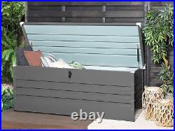 Garden Storage Box Grey Steel Lockable Lid 600L Cebrosa