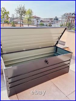 Garden Storage Box Grey Steel Lockable Lid 600L Cebrosa