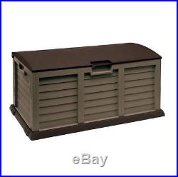 Garden Storage Box Patio Mocha Large Brown Resin Sturdy Outdoor Weatherproof New