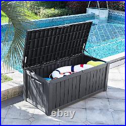 Garden Storage Box Waterproof, Heavy Duty 460L Large Resin Deck Boxes, Weather R