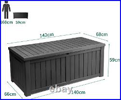 Garden Storage Box Waterproof, Heavy Duty 460L Large Resin Deck Boxes, Weather R