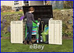 Garden Storage Box Wood Effect Outdoor Store large Furniture Cupboard Bike