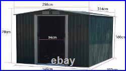 Garden Storage Shed Metal 8 x 10 FT Outdoor Box with Base Foundation Heavy Duty