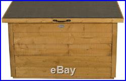 Garden Wooden Storage Box Outdoor Solid Wood Container Shed Patio Chest Lid Deck