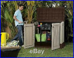 Gardens Storage Shed Bin Box Extra Large Container Bikes Lawn Mower Beige
