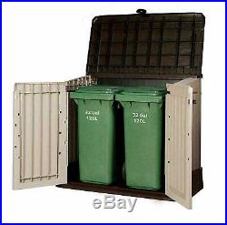 Gardens Storage Shed Bin Box Extra Large Container Bikes Lawn Mower Beige