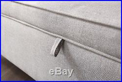 Grey Fabric Cushioned Ottoman Large Bedroom Storage Blanket Toy Box Bench Seat