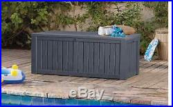 Grey Keter Extra Large Garden Plastic Outdoor Storage Box Chest Cupboard Tools