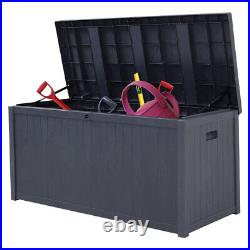 Grey Large 430L Storage Box Plastic Garden Cushion Box Utility Chest Box Cabinet