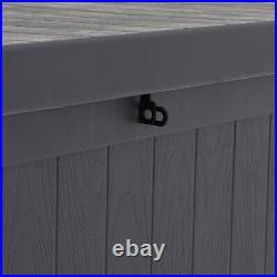 Grey Large 430L Storage Box Plastic Garden Cushion Box Utility Chest Box Cabinet