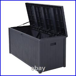 Grey Large 430L Storage Box Plastic Garden Cushion Box Utility Chest Box Cabinet