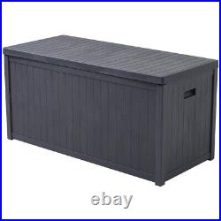 Grey Large 430L Storage Box Plastic Garden Cushion Box Utility Chest Box Cabinet