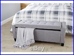 Grey Large Buttoned Luxurious Ottoman Storage Box Chest Fabric, Verona Furniture