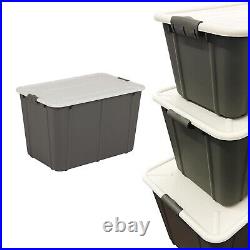 Grey Organic Home Office Stackable Reinforced Storage Containers With Lids